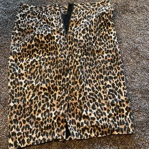 Ann Taylor Loft Leopard Print Pencil Skirt Stretch Lining Zip Up